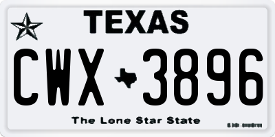 TX license plate CWX3896
