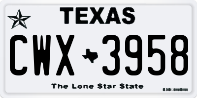 TX license plate CWX3958