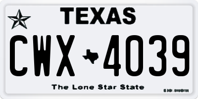 TX license plate CWX4039