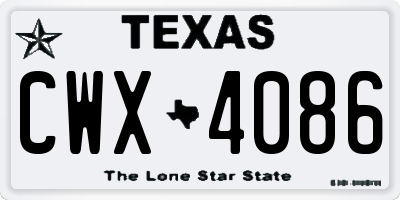 TX license plate CWX4086
