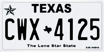 TX license plate CWX4125