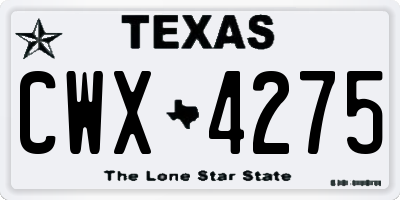 TX license plate CWX4275