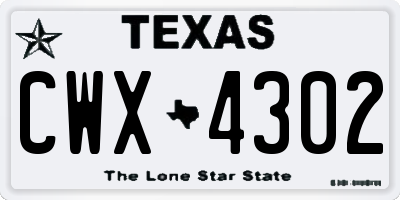 TX license plate CWX4302