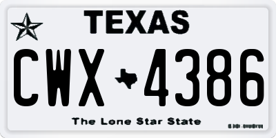 TX license plate CWX4386