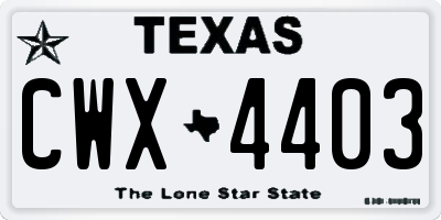 TX license plate CWX4403