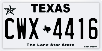 TX license plate CWX4416