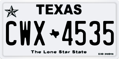 TX license plate CWX4535