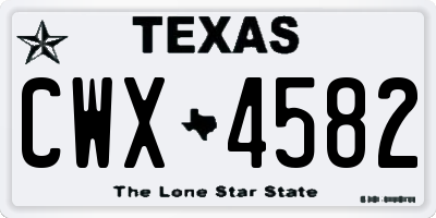 TX license plate CWX4582