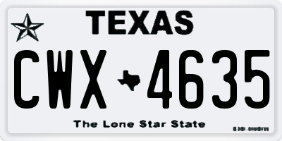 TX license plate CWX4635