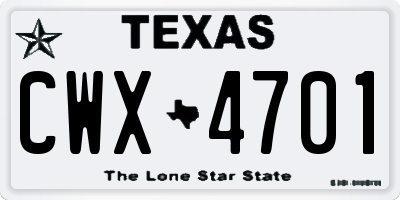 TX license plate CWX4701