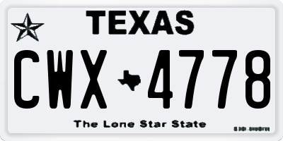TX license plate CWX4778