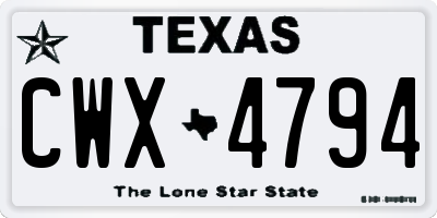 TX license plate CWX4794