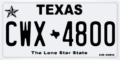 TX license plate CWX4800