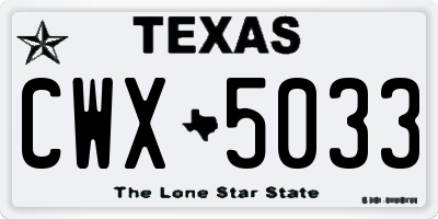 TX license plate CWX5033