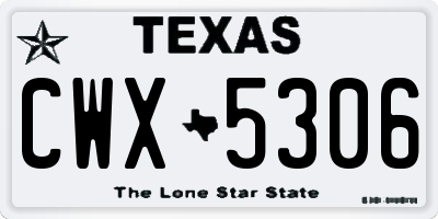 TX license plate CWX5306