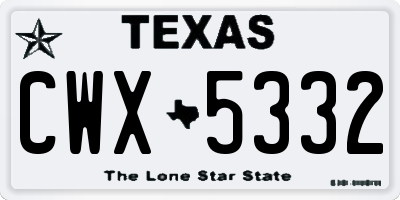 TX license plate CWX5332