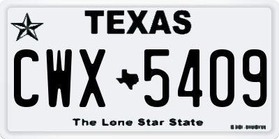 TX license plate CWX5409