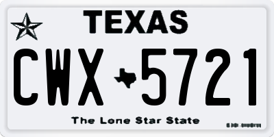 TX license plate CWX5721
