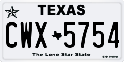 TX license plate CWX5754
