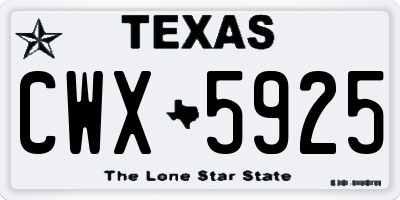 TX license plate CWX5925