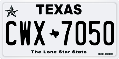 TX license plate CWX7050