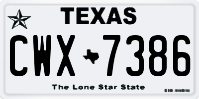 TX license plate CWX7386