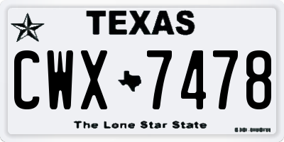 TX license plate CWX7478