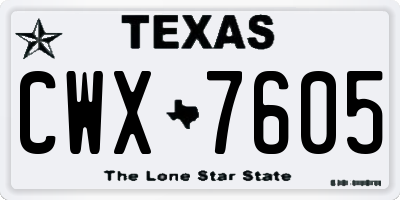 TX license plate CWX7605