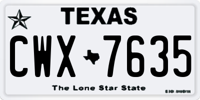 TX license plate CWX7635