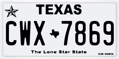 TX license plate CWX7869