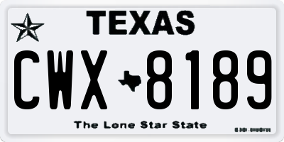 TX license plate CWX8189