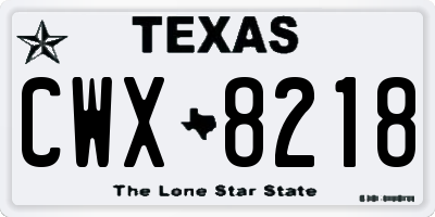 TX license plate CWX8218