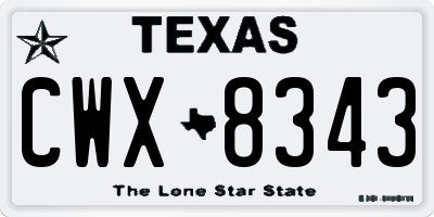 TX license plate CWX8343