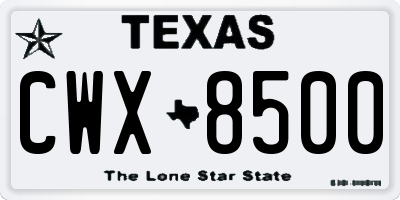 TX license plate CWX8500