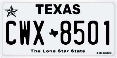 TX license plate CWX8501