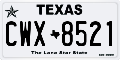 TX license plate CWX8521