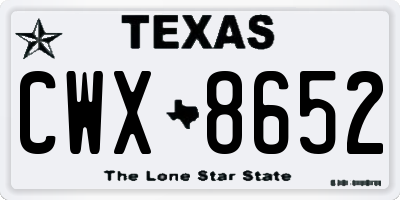 TX license plate CWX8652