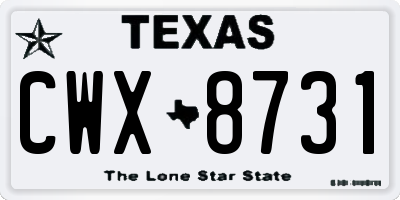 TX license plate CWX8731
