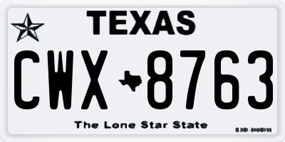 TX license plate CWX8763