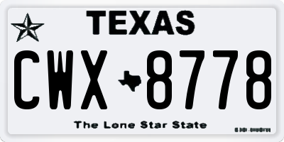 TX license plate CWX8778