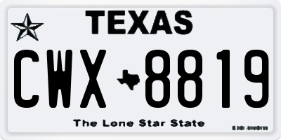 TX license plate CWX8819
