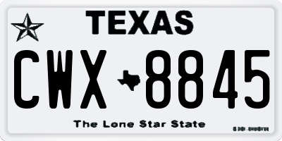 TX license plate CWX8845