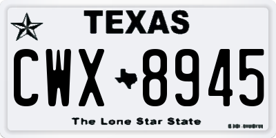 TX license plate CWX8945