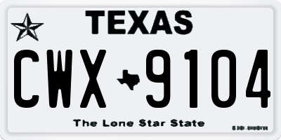 TX license plate CWX9104