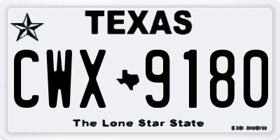 TX license plate CWX9180
