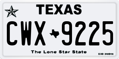 TX license plate CWX9225