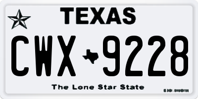 TX license plate CWX9228