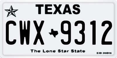 TX license plate CWX9312