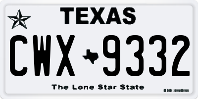 TX license plate CWX9332