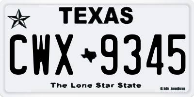 TX license plate CWX9345